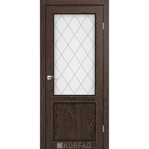 Межкомнатная дверь Classico 02 M2 дуб марсала стекло сатин Korfad