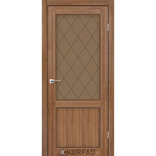 Межкомнатная дверь Classico 02 M1 дуб браш стекло бронза Korfad