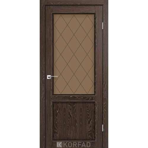 Межкомнатная дверь Classico 02 M1 дуб марсала стекло бронза Korfad