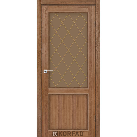 Двері міжкімнатні Classico 02 M2 дуб браш скло бронза Korfad