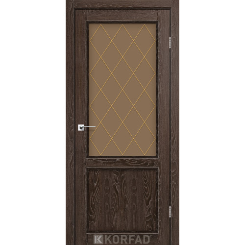 Межкомнатная дверь Classico 02 M2 дуб марсала стекло бронза Korfad