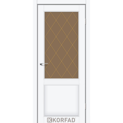 Межкомнатная дверь Classico 02 M2 белый перламутр стекло бронза Korfad
