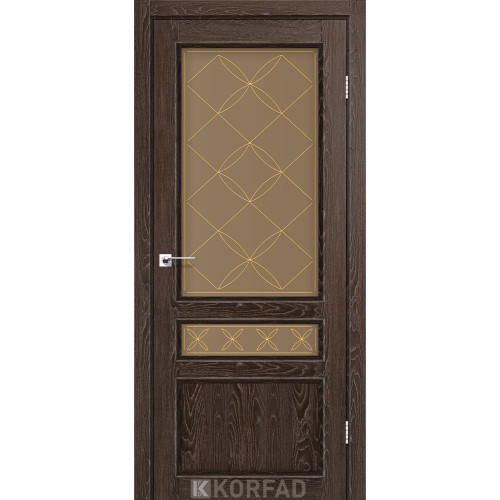 Межкомнатная дверь Classico 05 M2 дуб марсала стекло бронза Korfad