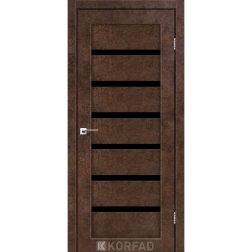 Двері міжкімнатні Porto Deluxe 01 арт бетон скло чорне Korfad