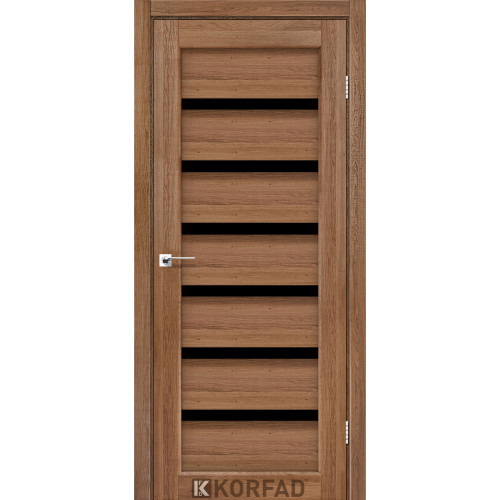 Двері міжкімнатні Porto Deluxe 01 дуб браш скло чорне Korfad