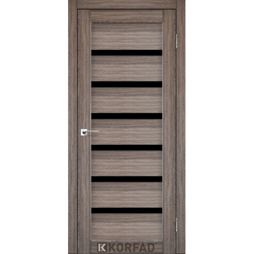 Двері міжкімнатні Porto Deluxe 01 дуб грей скло чорне Korfad