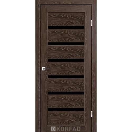 Двері міжкімнатні Porto Deluxe 01 дуб марсала скло чорне Korfad