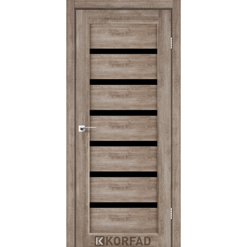 Двері міжкімнатні Porto Deluxe 01 еш вайт скло чорне Korfad