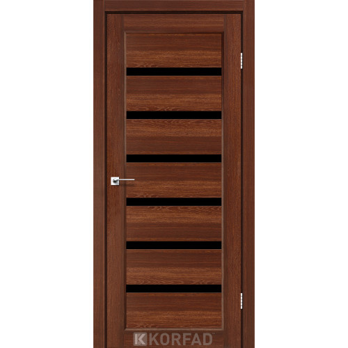 Двері міжкімнатні Porto Deluxe 01 горіх скло чорне Korfad