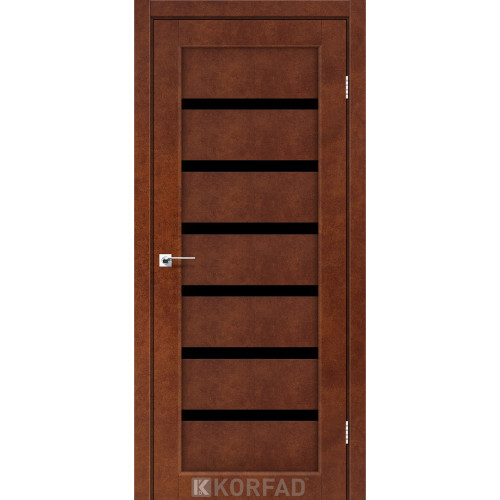 Двері міжкімнатні Porto Deluxe 01 сталь кортен скло чорне Korfad
