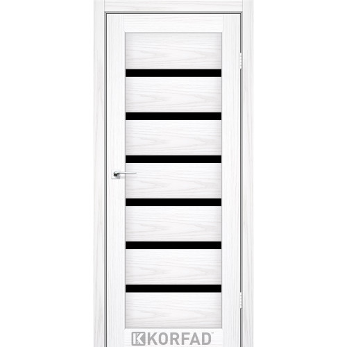Двері міжкімнатні Porto Deluxe 01 біла мадрина скло чорне Korfad