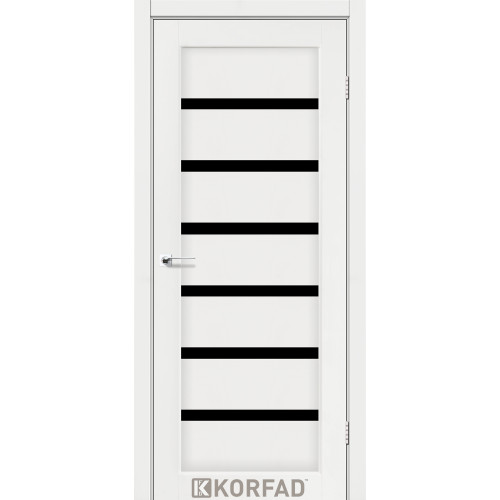 Двері міжкімнатні Porto Deluxe 01 ясен білий скло чорне Korfad