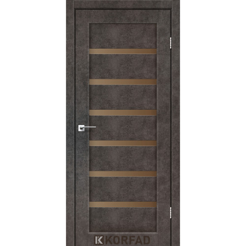 Двері міжкімнатні Porto Deluxe 01 лофт бетон скло бронза Korfad