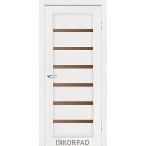 Двері міжкімнатні Porto Deluxe 01 ясен білий скло бронза Korfad