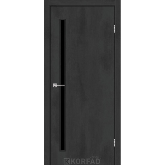 Двері міжкімнатні CORNET 03 бетон графіт скло чорне KORFAD Express