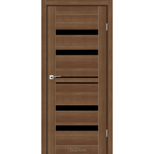 Двері міжкімнатні CUBA горіх золотий скло чорне StilDoors