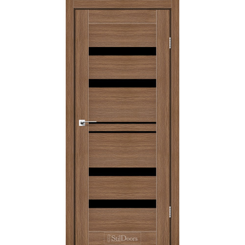 Двері міжкімнатні CUBA італійський горіх скло чорне StilDoors
