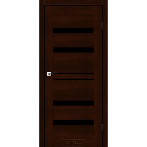 Двері міжкімнатні CUBA каштан скло чорне StilDoors