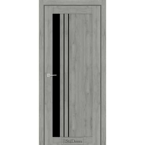 Двері міжкімнатні BELLANO дуб платина скло чорне StilDoors