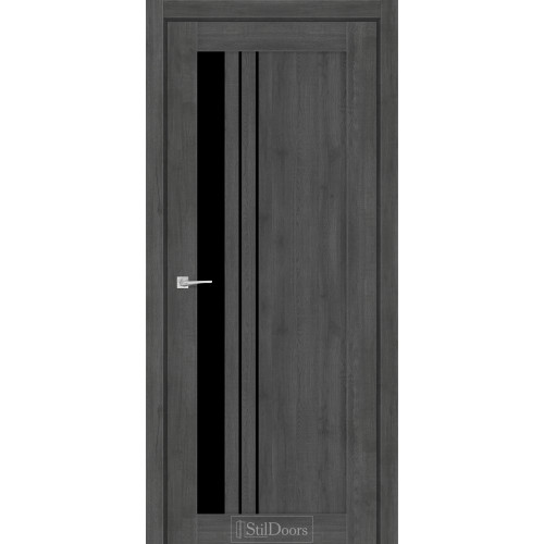 Двері міжкімнатні BELLANO дуб смоки скло чорне StilDoors