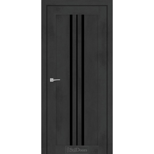 Двері міжкімнатні ARMANO бетон антрацит скло чорне StilDoors