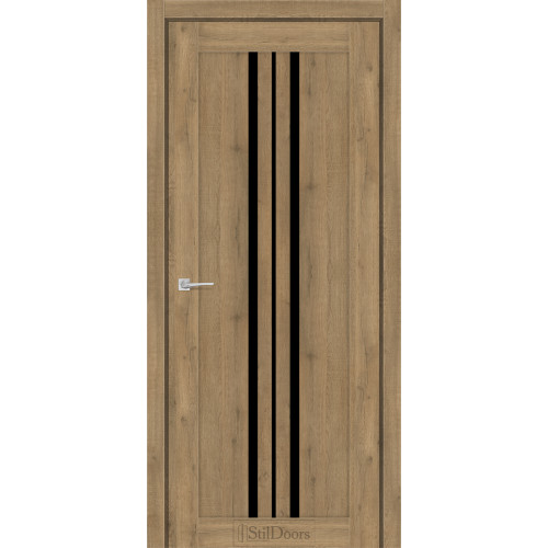 Двері міжкімнатні ARMANO дуб крафт скло чорне StilDoors
