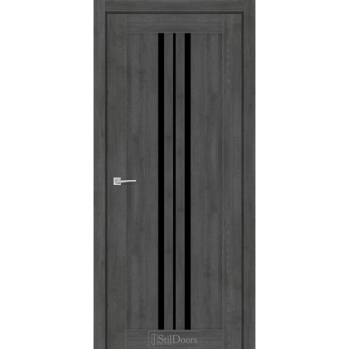 Двері міжкімнатні ARMANO дуб смоки скло чорне StilDoors