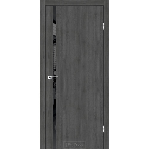 Дверь межкомнатная LOFT GLASS дуб смоки черный торец StilDoors 